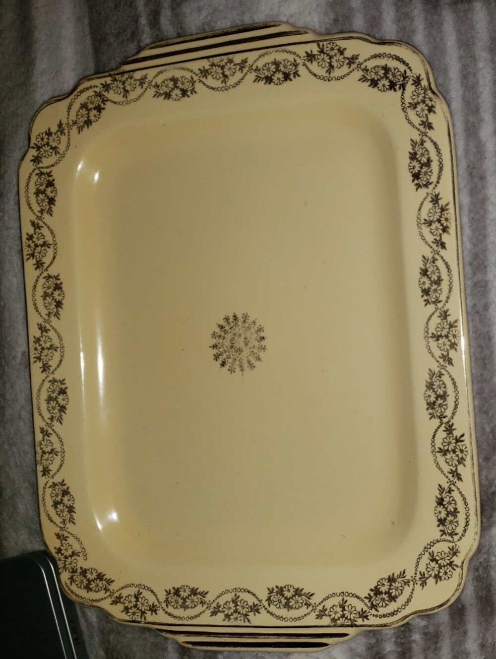 Homer And Laughlin Serving Platter W/ Gold Floral Trim